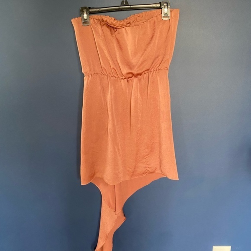 Express Strapless Pink Mini High Low Satin Dress Size Small Petite - Picture 6 of 11
